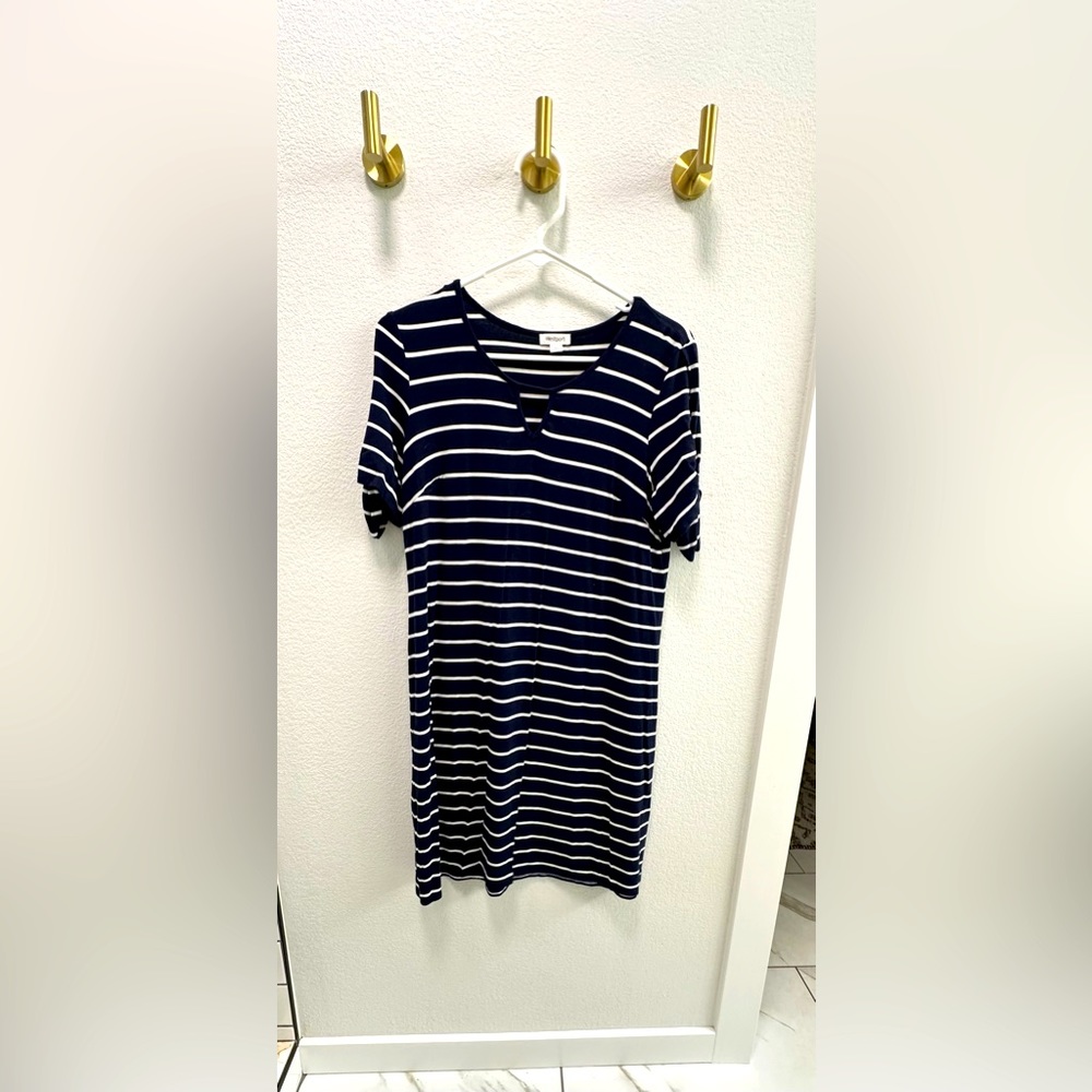 Westport Navy Blue & White Striped Dress/Cover-Up (Size M)